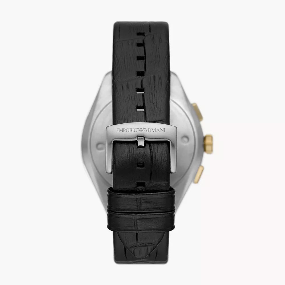 Emporio Armani Claudio Chronograph Black Genuine Leather Men's Watch - AR11498