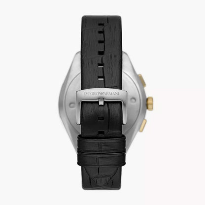 Emporio Armani Claudio Chronograph Black Genuine Leather Men's Watch - AR11498