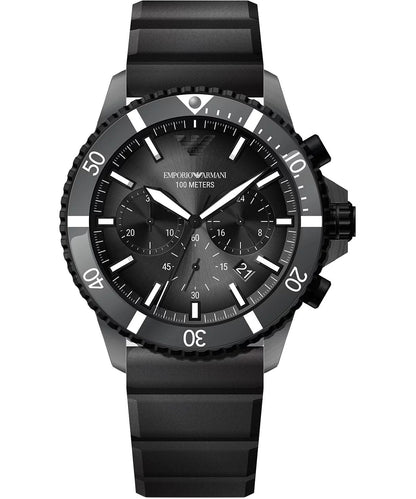 Emporio Armani Mario Chronograph Black Silicone Men's Watch - AR11515