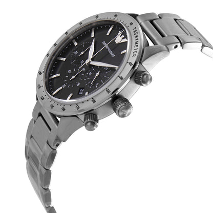 Emporio Armani Mario Chronograph Black Dial Silver Men's Watch - AR11241