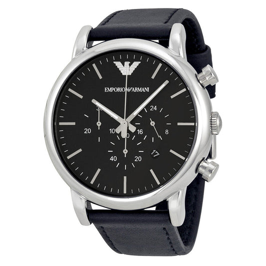 Emporio Armani Classic Chronograph AR1828 watch with black dial and stainless steel case
