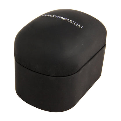 Emporio Armani branded black watch box for AR2434 chronograph timepiece