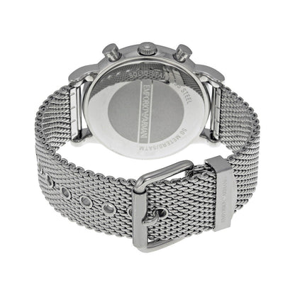 Emporio Armani Classic Chronograph Black Dial Silver Mesh Men's Watch - AR1808
