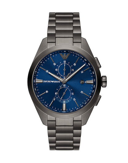 Emporio Armani Claudio Chronograph Blue Dial Gunmetal Men's Watch - AR11481
