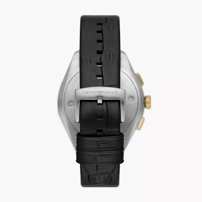 Emporio Armani Claudio Chronograph Black Genuine Leather Men's Watch - AR11498