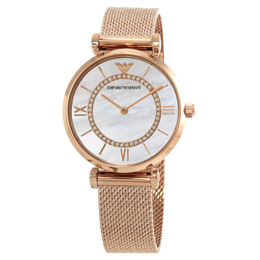 Emporio Armani Gianni T-Bar Mother of Pearl Dial Ladies Watch AR11320