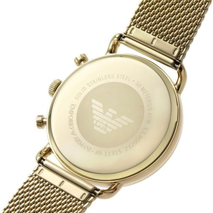 Emporio Armani Aviator Chronograph Gold Mesh Men's Watch - AR11315