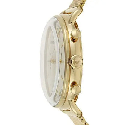 Emporio Armani Aviator Chronograph Gold Mesh Men's Watch - AR11315