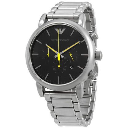 Emporio Armani Luigi chronograph quartz men's watch with black dial and yellow hands