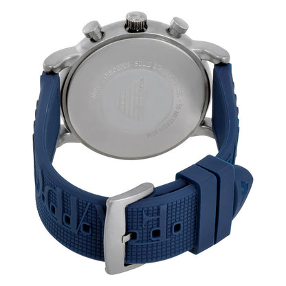Emporio Armani Luigi Chronograph Black Dial Navy Blue Silicone Men's Watch - AR11023
