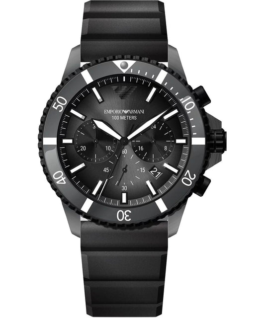 Emporio Armani Mario Chronograph Black Silicone Men's Watch - AR11515