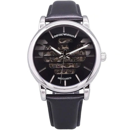 Emporio Armani Luigi Meccanico Automatic Black Genuine Leather Men's Watch - AR60040