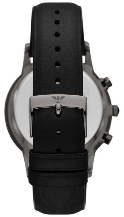 Emporio Armani Renato watch caseback view showing stainless steel back with engraved branding