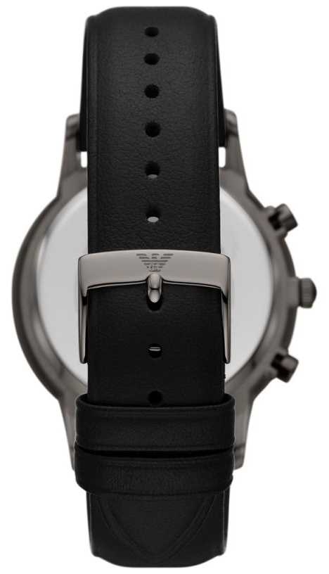 Emporio Armani Renato Chronograph Black Genuine Leather Men's Watch - AR11473