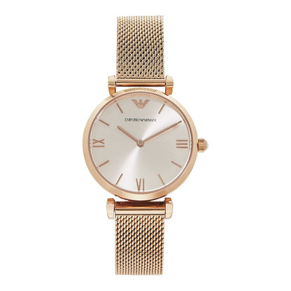 Emporio Armani Retro Silver Dial Rose Gold-tone Ladies Watch AR1956