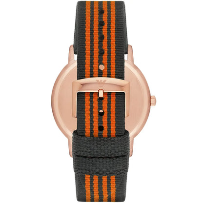 Emporio Armani Kappa Grey Dial Orange and Black Nylon Strap Men's Watch - AR11014