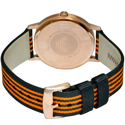 Emporio Armani Kappa Grey Dial Orange and Black Nylon Strap Men's Watch - AR11014