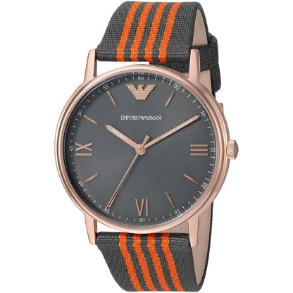 Emporio Armani Kappa Grey Dial Orange and Black Nylon Strap Men's Watch - AR11014