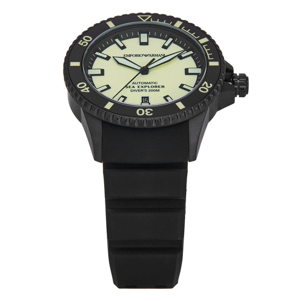 Emporio Armani Sea Explorer Automatic Black Silicone Watch ar60085