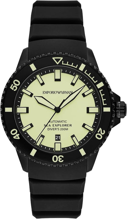 Emporio Armani Sea Explorer Automatic Black Silicone Men's Watch - AR60085