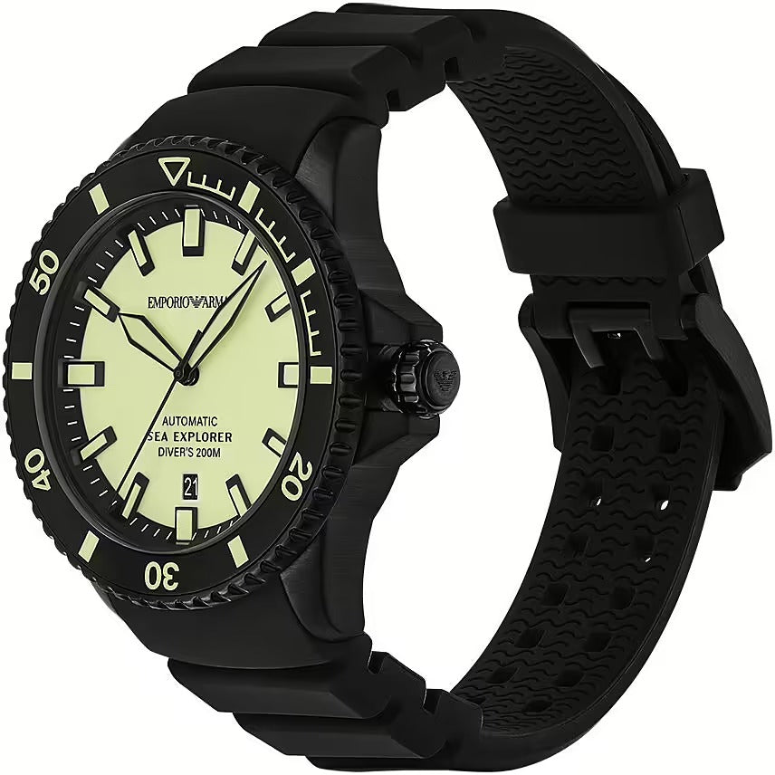 Emporio Armani Sea Explorer Automatic Black Silicone Watch ar60085