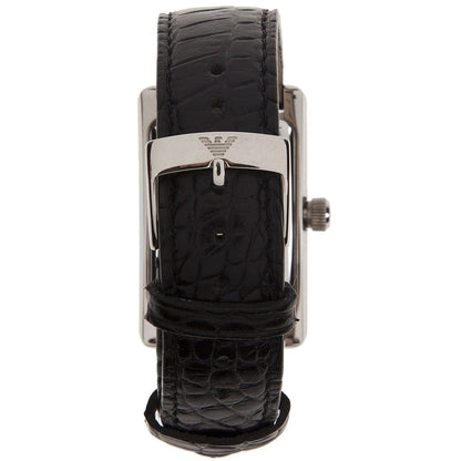 Emporio Armani Classic Rectangle Black Genuine Leather Women's Watch - AR0144