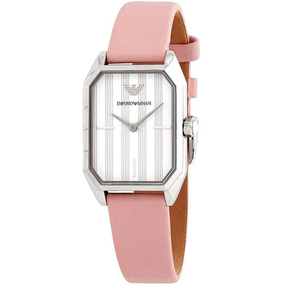 Emporio Armani Classic Rectangle Pink Genuine Leather Women's Watch - AR11207