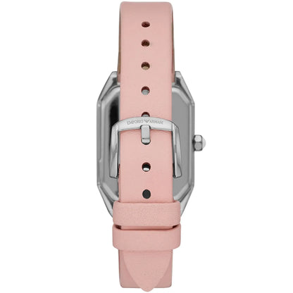 Emporio Armani Classic Rectangle Pink Genuine Leather Women's Watch - AR11207