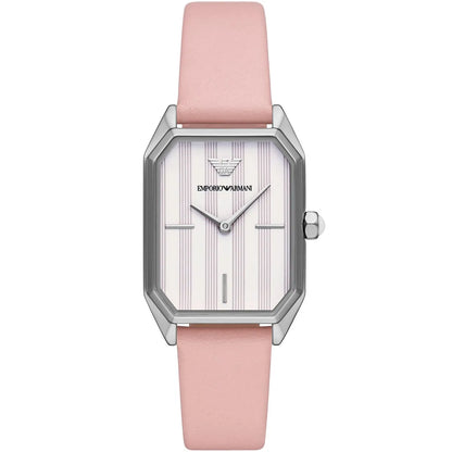 Emporio Armani Classic Rectangle Pink Genuine Leather Women's Watch - AR11207