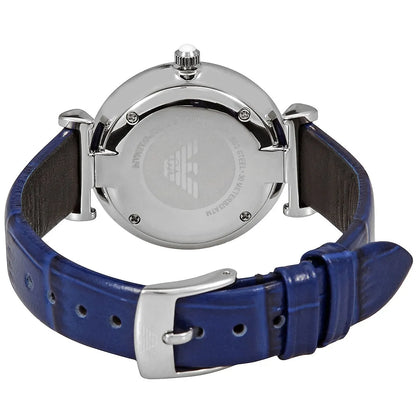 Emporio Armani Gianni T-Bar Two-Hand Blue Genuine Leather Women's Watch - AR11344