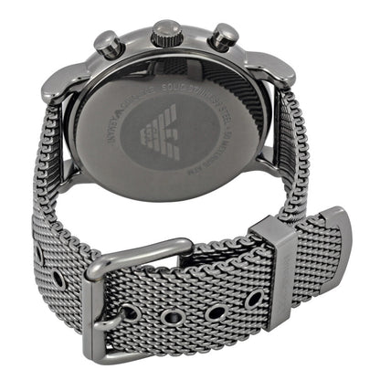 Emporio Armani Sport chronograph case back with mesh strap view