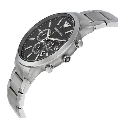 Side angle view of Sportivo chronograph showing steel case profile and bracelet
