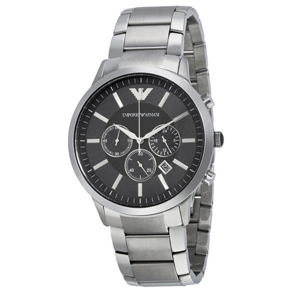 Emporio Armani Sportivo chronograph with black dial, steel case and bracelet
