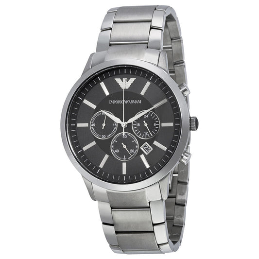 Emporio Armani Sportivo chronograph with black dial, steel case and bracelet