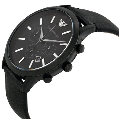 Emporio Armani Sportivo chronograph on wrist showing black case and strap