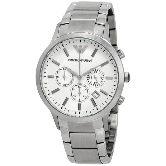 Emporio Armani Sportivo chronograph watch with cream dial and stainless steel bracelet