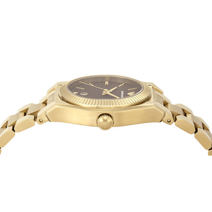 Emporio Armani Three-Hand Gold-Tone Brown Dial Stainless Steel Watch AR11700