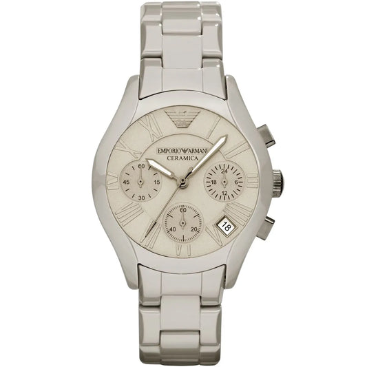 Emporio Armani Valente White Ceramica Chronograph Men's Watch - AR1460