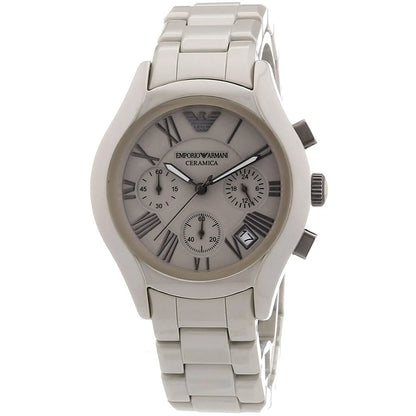 Emporio Armani Valente White Ceramica Chronograph Men's Watch - AR1460