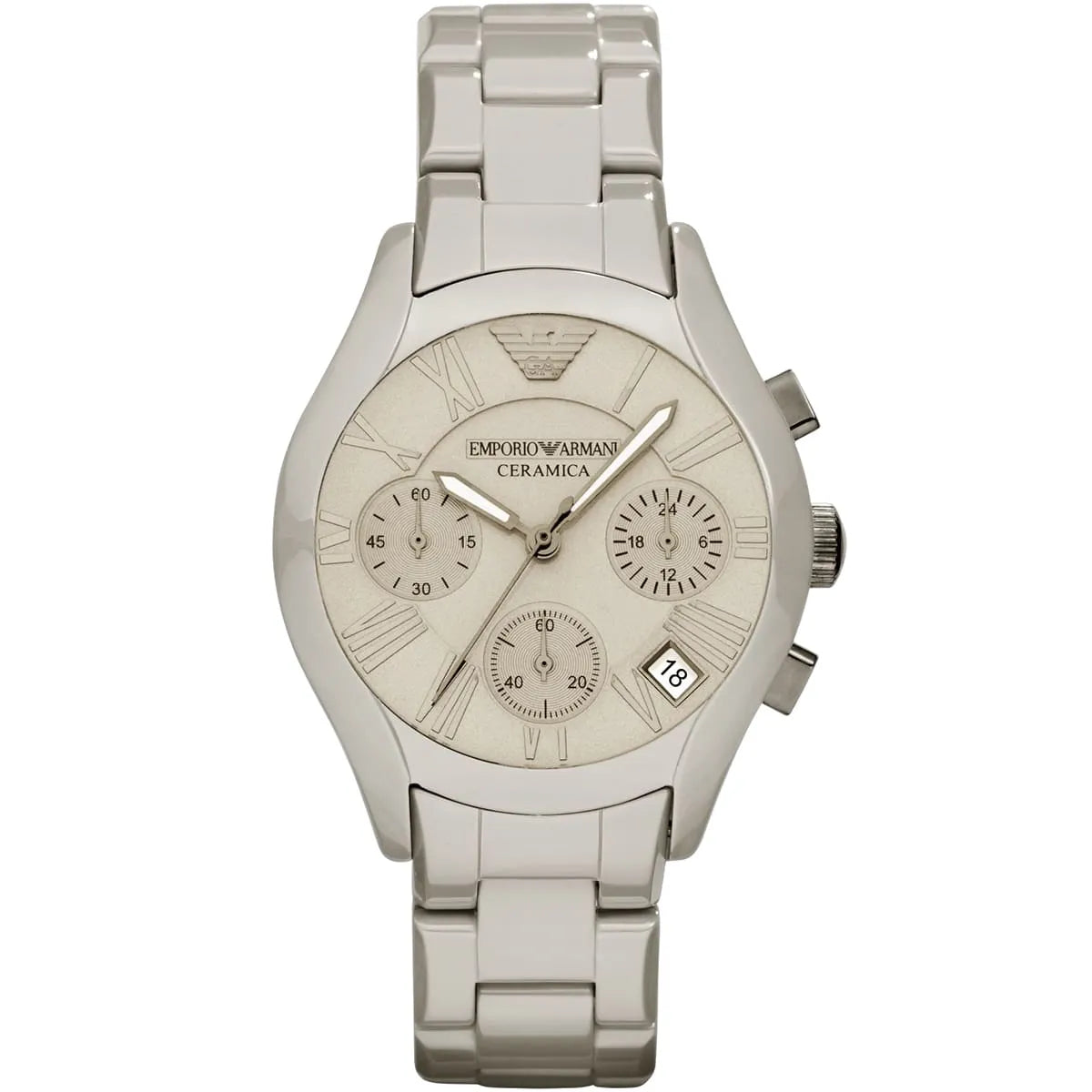 Emporio Armani Valente White Ceramica Chronograph Men's Watch - AR1460