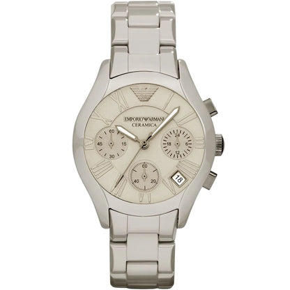 Emporio Armani Valente White Ceramica Chronograph Men's Watch - AR1460
