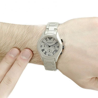 Emporio Armani Valente White Ceramica Chronograph Men's Watch - AR1460