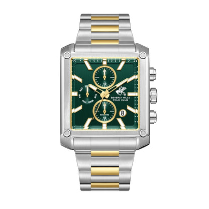 Beverly Hills Polo Club Dual Time Green Dial Two-Tone Watch BP3868X.270