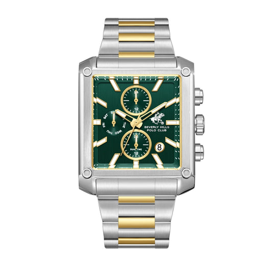 Beverly Hills Polo Club Dual Time Green Dial Two-Tone Watch BP3868X.270