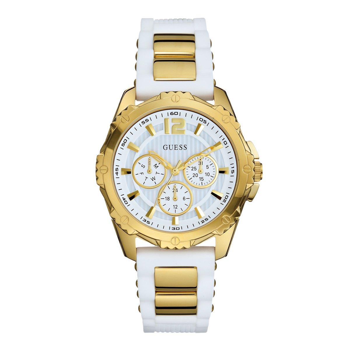 Guess Women's White Dial Silicone Band Women's Watch  W0325L2 - Big Daddy Watches