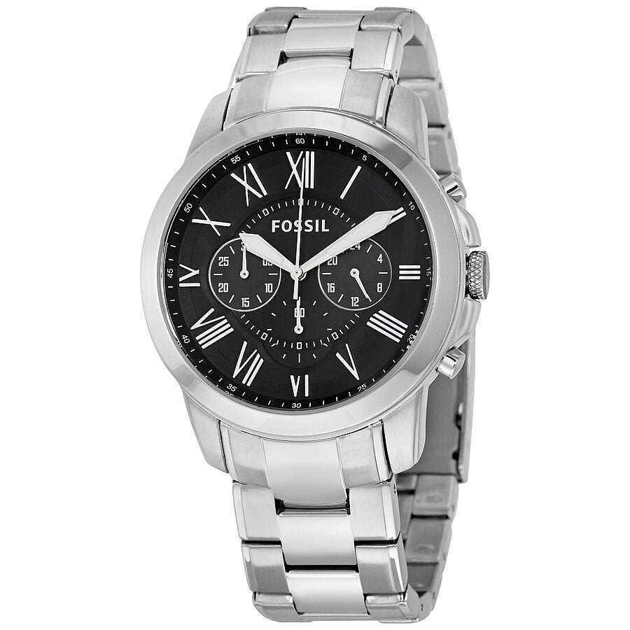 Fossil Grant Chronograph Black Dial Stainless Steel Men's Watch FS4736