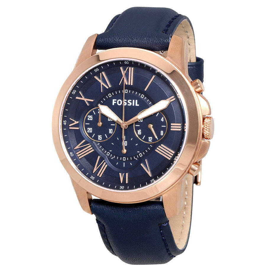 Fossil Grant Multi-Function Navy Dial Navy Leather Men's Watch FS4835