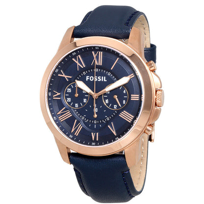 Fossil Grant Multi-Function Navy Dial Navy Leather Men's Watch FS4835