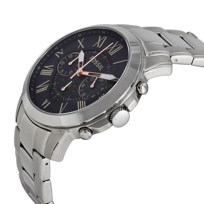 Fossil Grant Chronograph Black Dial Stainless Steel Men's Watch - FS4994