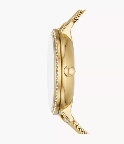 Fossil Jacqueline Dragonsteel Limited Edition Red Dial Gold Mesh Strap Watch for Women - ES5316